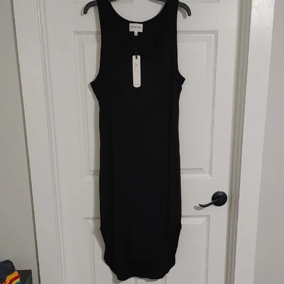 Olive + Oak Black Sleeveless Tank Maxi Dress Sz XL Soft Fit Rounded Hem - Picture 1 of 7